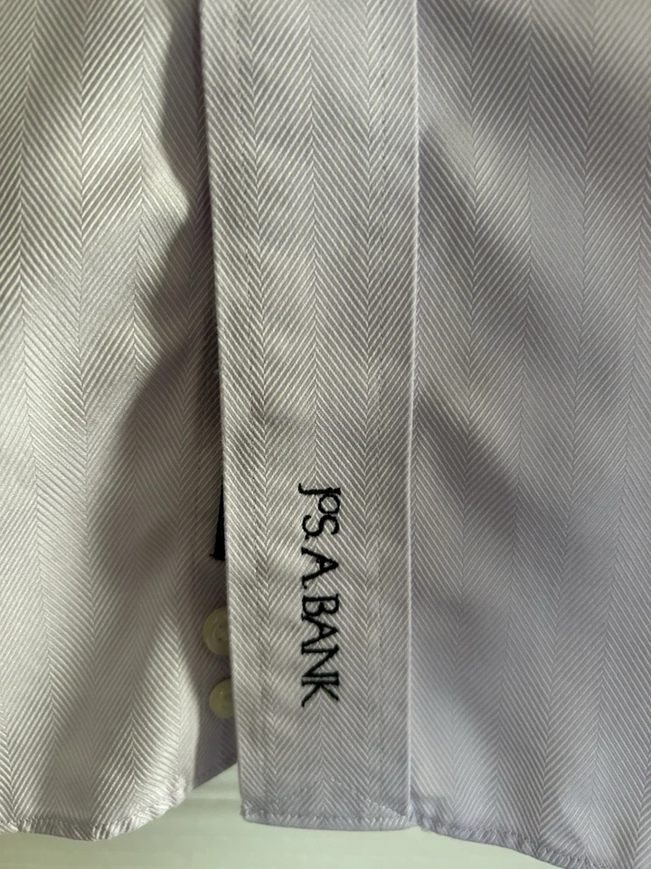 JOS. A. Camisa Bank Hombre Sin Arrugas Sastre Ajustada Abotonada Lavanda 17 1/2-36 Foto 3 de 4