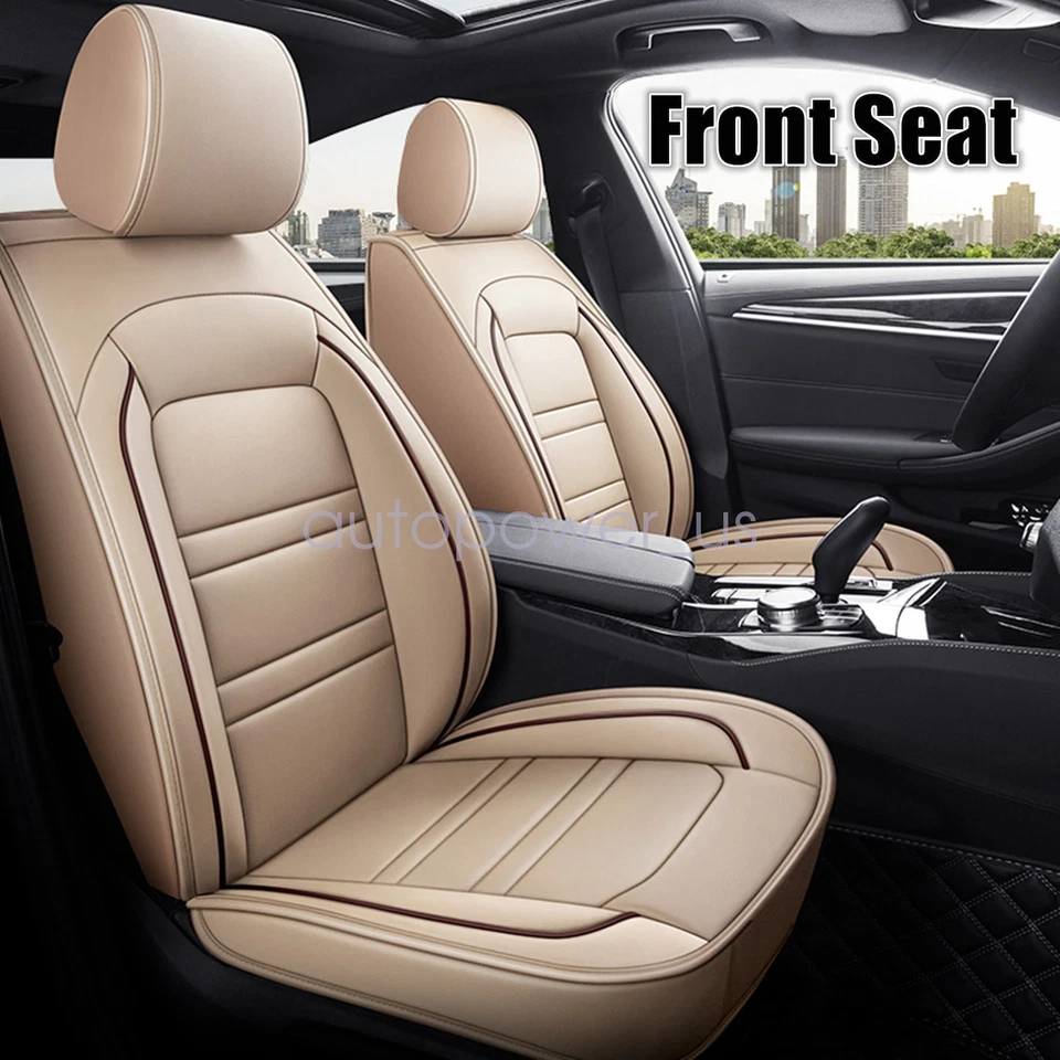 For Toyota RAV4 Car 5-Sits Front &Rear Seat Cover Faux Leather Protector Pad Tan - Imagem 2 de 4
