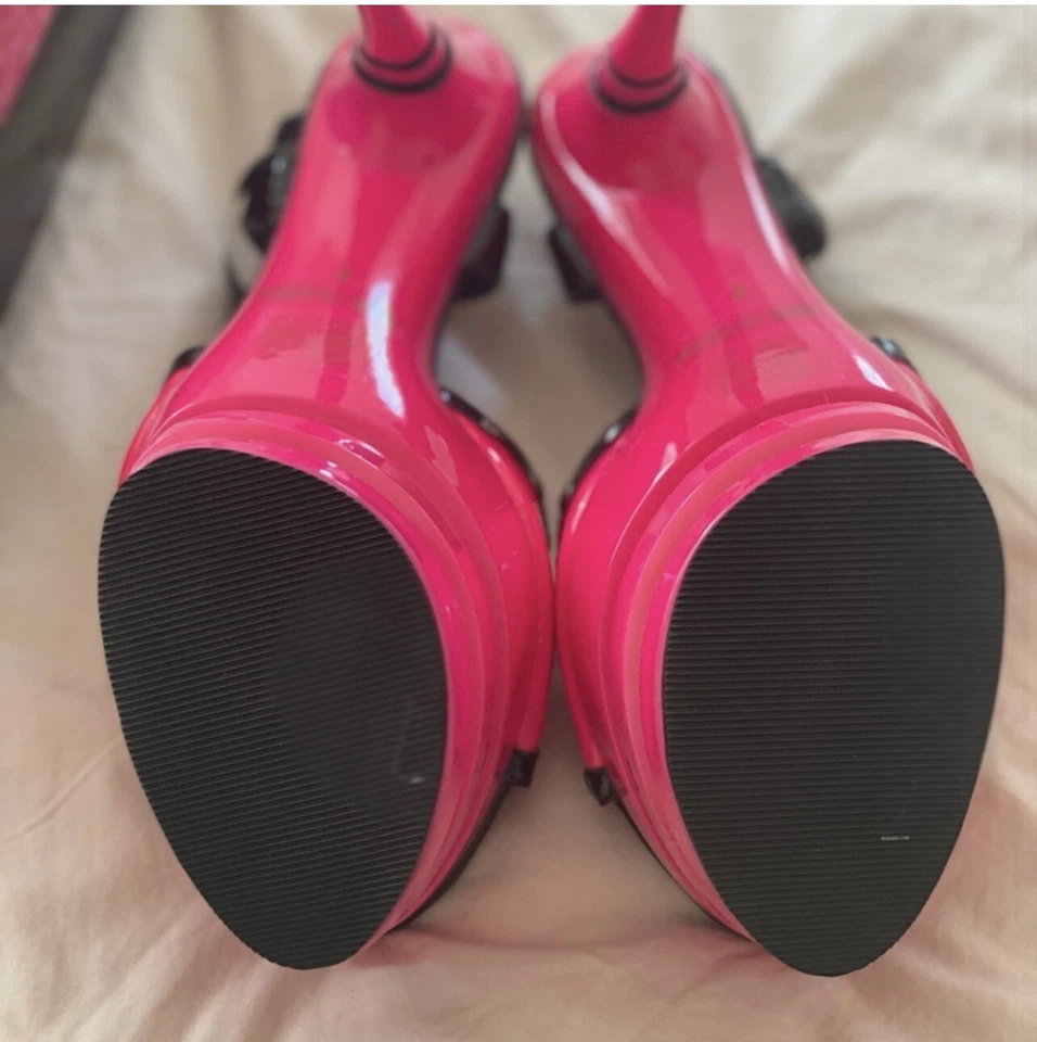 Ellie Shoes Pink Platform Heels 7 Inch Stilettos Buckle Straps Size 7 NIB - Image 4 of 4