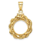 1849-1854 $1 Liberty Head Type 1 Screw Top Large Rope Knot Coin Bezel 14k Gold