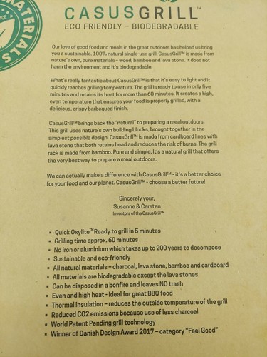 CASUS GRILL Instant Eco Friendly Biodegradable and Disposable Grill Camping NEW - Picture 3 of 6