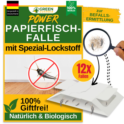 Fallen für Papierfische   12x Fallen - Papierfische bekämpfen, Spezial-Lockstoff