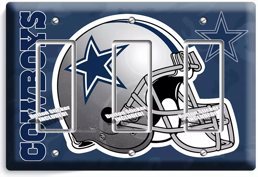 DALLAS COWBOYS FOOTBALL TEAM TRIPLE LIGHT SWITCH WALL PLATES GAME ROOM ART DECOR