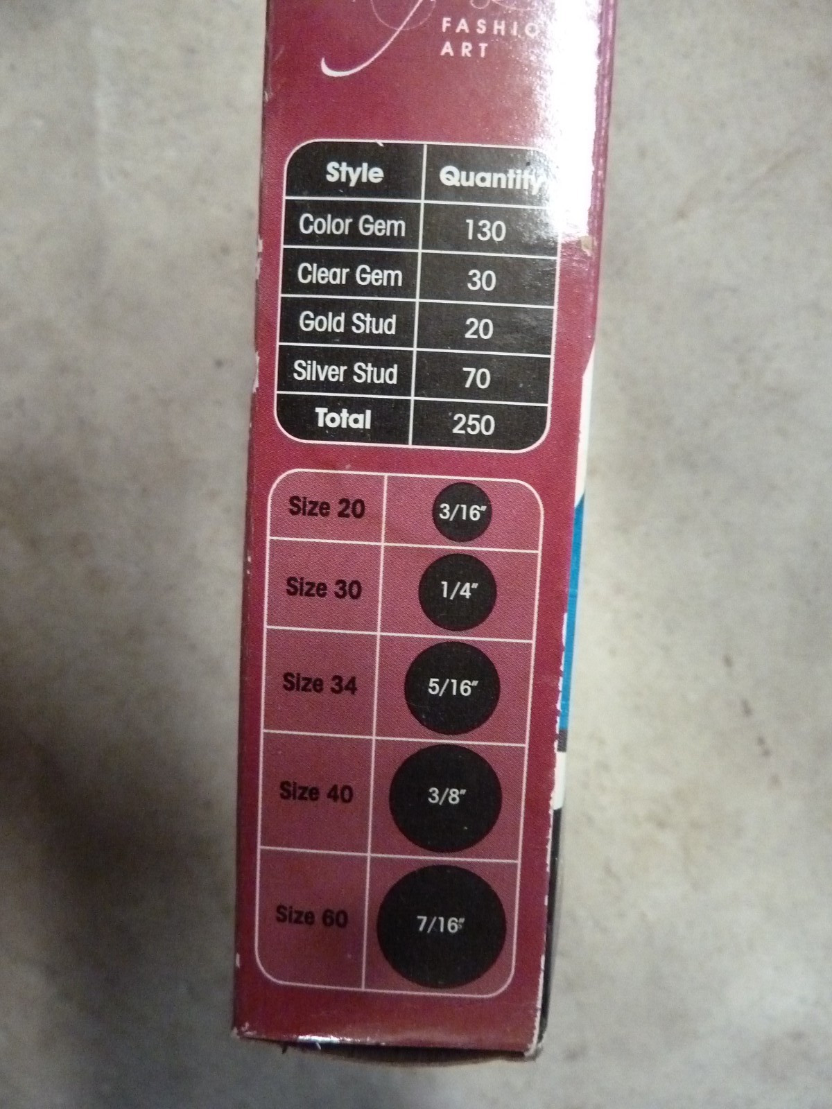 Gemagic studs rhinestones 250 cnt Gem-colored Sizes #20 30 34 40 60