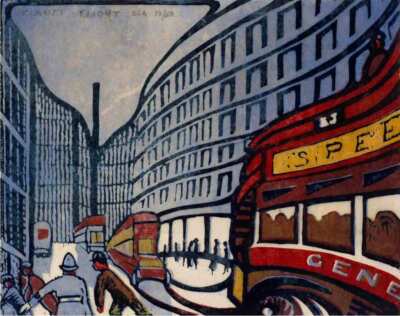 Speed Claude Flight 1926 Linocut British Futurism Grosvenor Transport Print