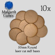 10x 55mm Round MDF Bases Miniature Warhammer AoS 40K FAST SHIPPING