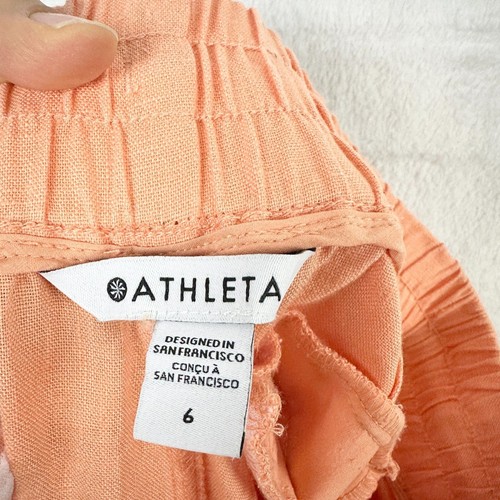 Athleta Cabo Leinen Jogginghose Damen 6 Kaktus Pfirsich Urlaub Küste Pull On - Bild 5 von 6