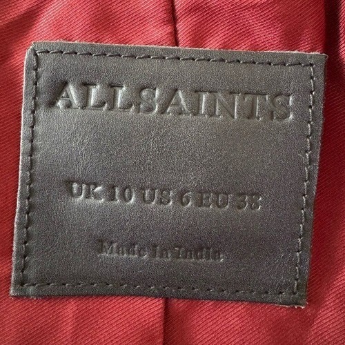 All Saints Dalby Suede Biker Jacket in Garnet Red US: 6 NWT New - Picture 8 of 11