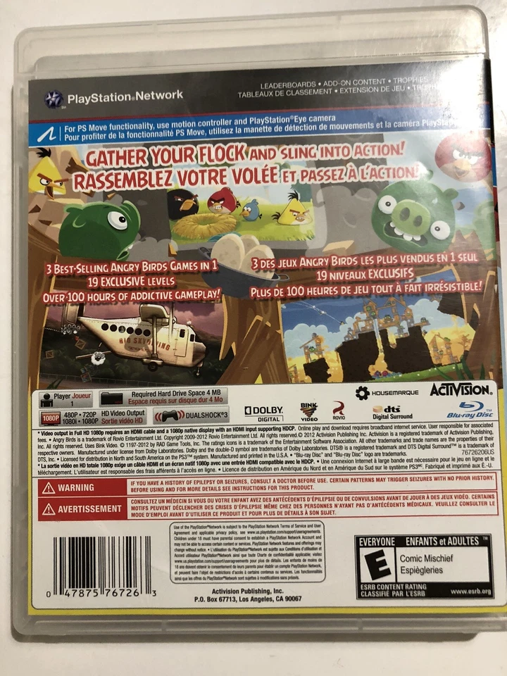 Angry Birds Trilogy (Sony PlayStation 3, 2012) Complete W/ Manual, CIB! - Image 2 of 4
