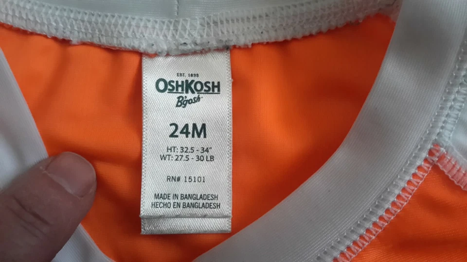 OSHKOSH B'GOSH Niños Pequeños Ride The Wave Manga Larga Rashguard Top Talla 24M Foto 3 de 4