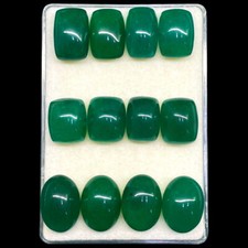 12 Pcs Natural Green Quartz 15.4mm-19mm Top Quality Loose Cabochon Gemstones Lot