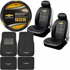 11pc Classic Chevy Logo Car Truck Suv Front Rear Floor Mats Seat Covers Swc