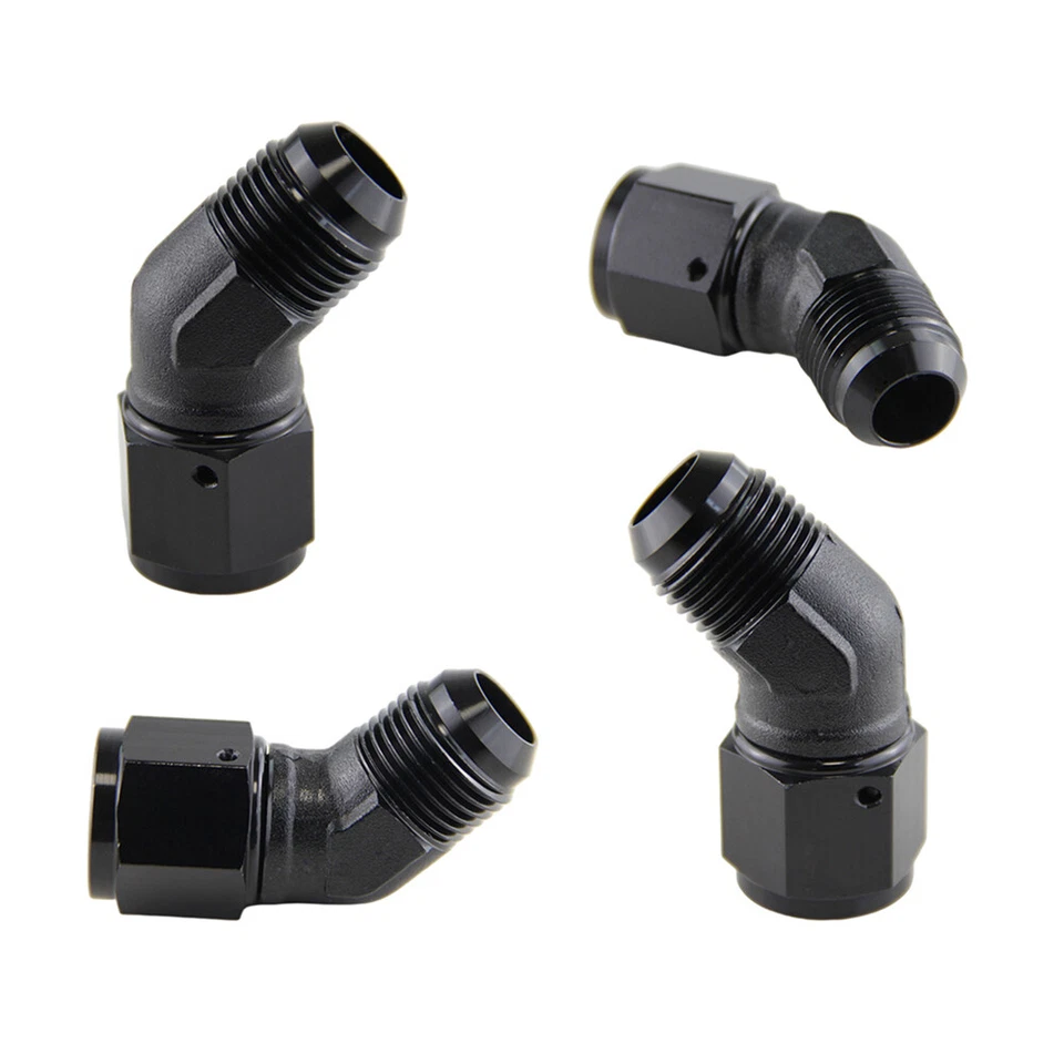 4PCS AN10 Female to 10AN Male 45 Degree Flare Swivel Hose Fitting Adapter Black - Imagem 2 de 4