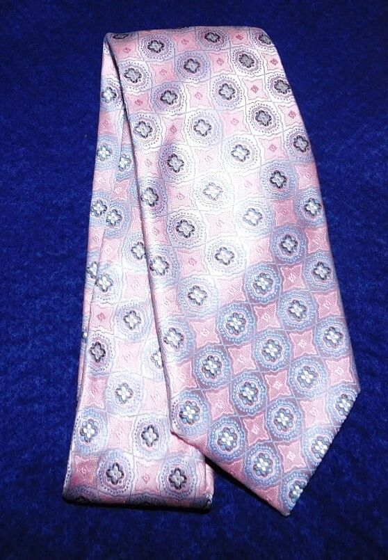 男式 TASSO ELBA 浅粉色/蓝色几何/花卉领带 - 领带 - 设计领带。 — 第 2/3 张图片