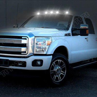 LED Roof Marker Lights White White LED Cab Roof Marker Lights Kit For 1999-2016 Ford F250 F350 Super Duty | 5-Light Set F350 Led Lights - Foto 8