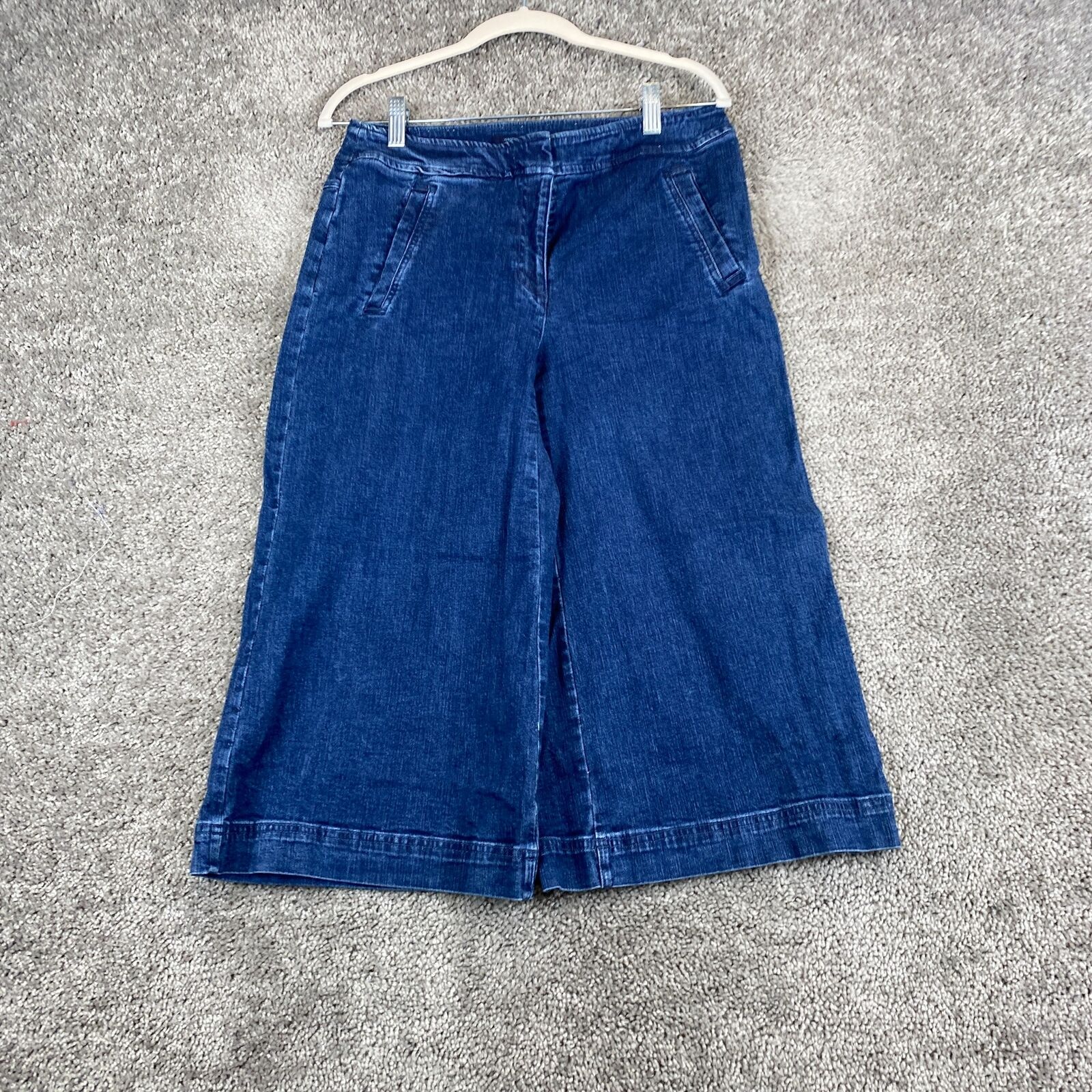 Westbound Stretch Wide Leg Capri Jeans Women's 8 Blue Denim Mid Rise Dark Wash