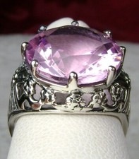 Pink Topaz, Simulated 6ct Gem, Sterling Silver Crown Ring Custom-Made D8