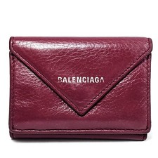 AUTHENTIC BALENCIAGA PAPIER MINI TRI-FOLD COMPACT RED LEATHER WALLET