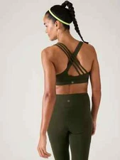 Athleta S SMALL Sports Bra A-C Train Free Bra Aspen Olive Green Yoga Workout Top