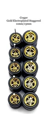 5x Gold Cragar 11/13mm Real Rider Wheels w/ Rubber Tires for 1/64 H0T Wheelz