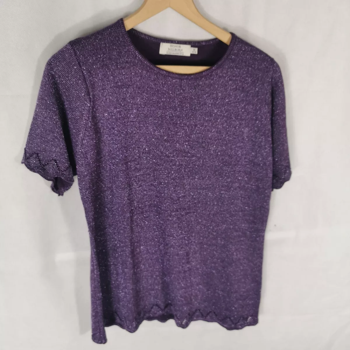 Ladies Jumper Size M 14 16 HONOR MILLBURN Purple Shimmer Glitter Smart Party