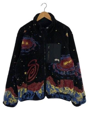 STUSSY/23SS Cosmos Reversible/fleece jacket/L/polyester/BLK 