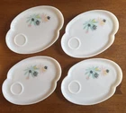 Set of 4 Vintage Federal Milk Glass Atomic Flower Patio Snack Plates only