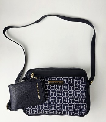 Tommy Hilfiger Crossbody Body Monogram Bag Navy Blue With Coin Case