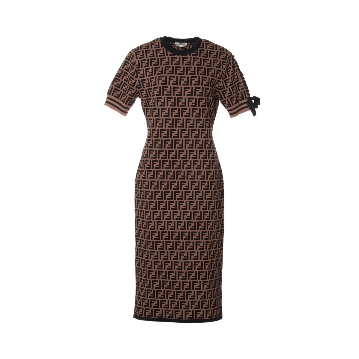 Fendi ZUCCa Abito in Maglia Poliestere 44 Donna Marrone FZD707