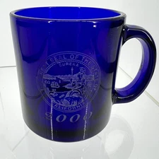 Vintage 2000 Libby Cobalt Blue Eureka State of California Mug 