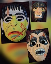 Vintage Ben Cooper Masks - FRANKENSTEIN MONSTER, WOLFMAN , DRACULA - Early 60's