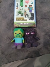 Minecraft Wall Decals & 2x Soft Plush Toys Bundle All New Sealed Tag's Rrp £42