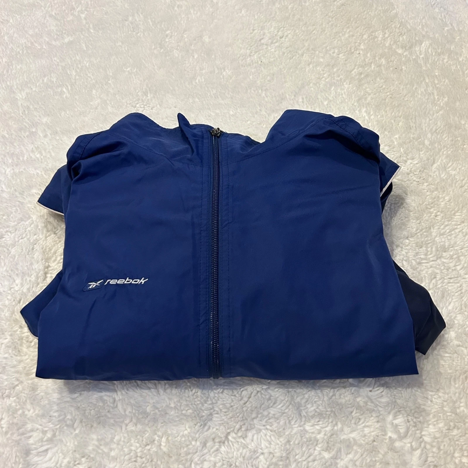 VTG Y2K Reebok Mens Windbreaker Jacket Blue Zip Up Essential Streetwear Grunge