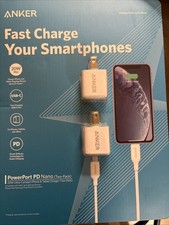 Anker Powerport PD Nano 20W USB-C Fast Wall Charger 2 Pack White