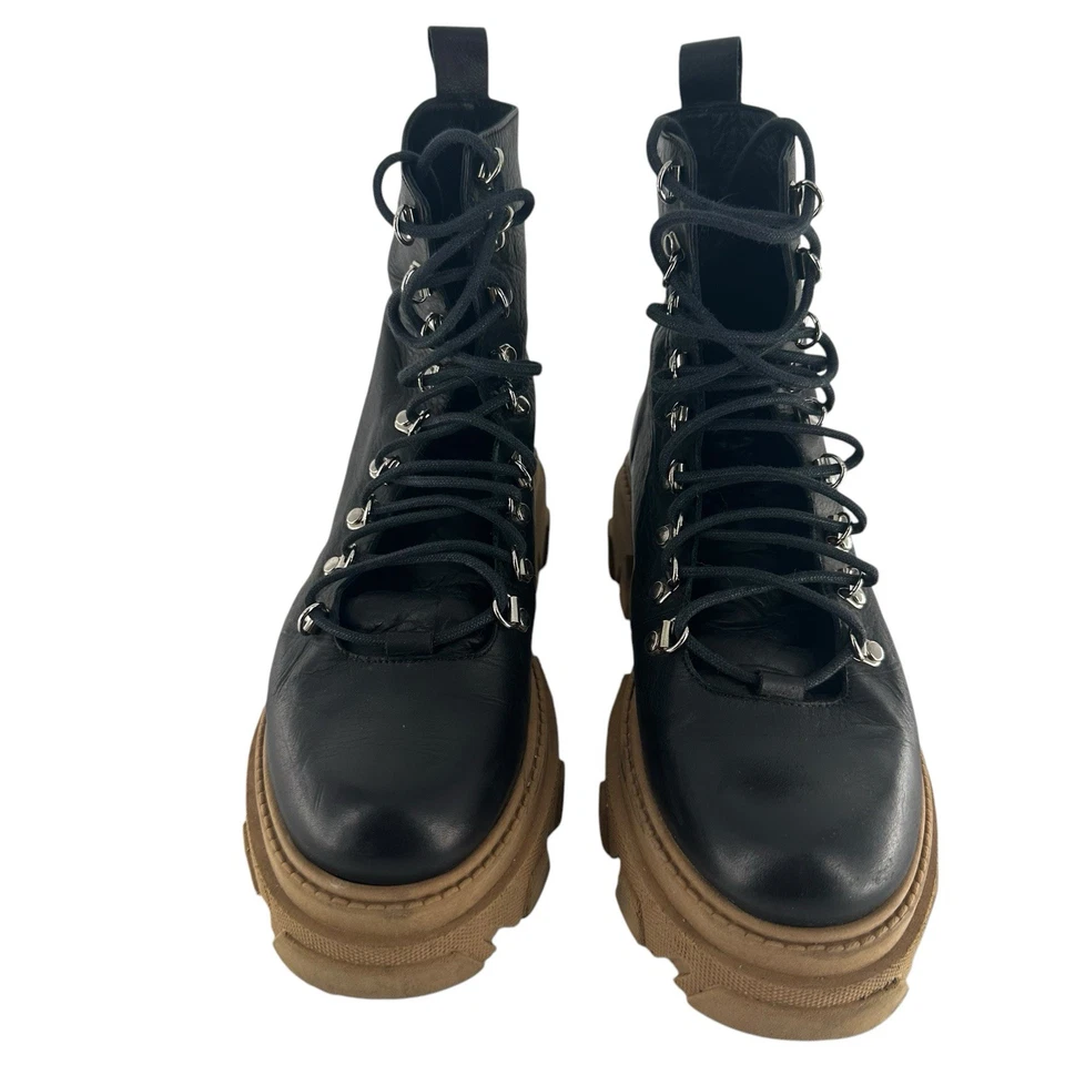 Botas de Combate Sam Edelman Cuero Negro Con Cordones Gruesas Suela de Goma Foto 4 de 4