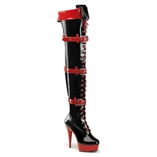 Pleaser Funtasma Buckle Strap Lace Up Thigh High Boots Adult Women Medic/3028