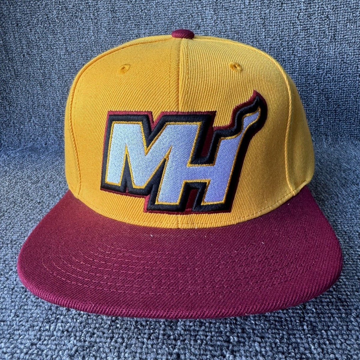 Mitchell & Ness Yellow Burgundy MH Snapback Cap Hat