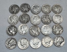 Lot # 1206 - 2.00 Face Value Mercury Dimes - 90% Silver - Unknown Grade