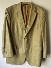 Vintage Jos. A. Bank 46R 100 Silk Barleycorn Tweed Blazer Sport Jacket Tan Beige