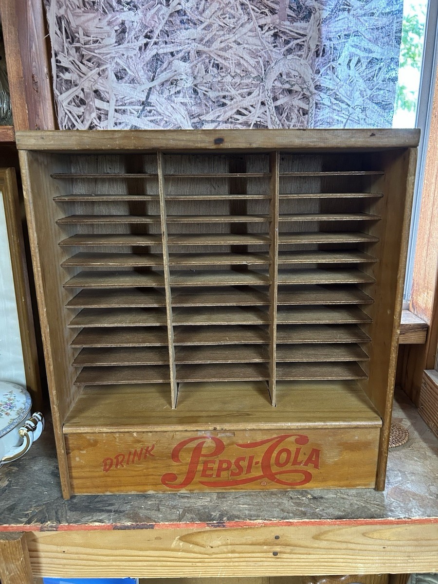 Vintage Pepsi-Cola wooden display rack countertop store shelf