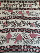Crown Crafts Tapestry Throw Blanket Cardinals Birds On Tree Plaid 50x60”