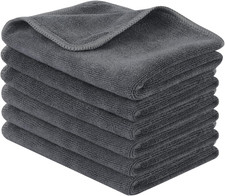 Ultra Absorbent Microfiber Cleaning Cloths 12x12 inch - 6 Pack Slate Grey