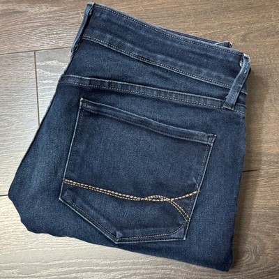 NYDJ Alina Legging Skinny Jeans 10 Dark Wash High Rise Stretch Embroidered