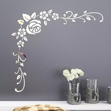 2pcs 3D Mirror Acrylic Flower Wall Stickers Art Mural Decal Home Decor Removable