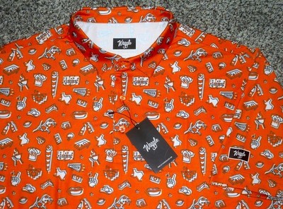 NWT Men's WAGGLE Golf Polo 2XL ORANGE w/Football Tailgating Theme Logos