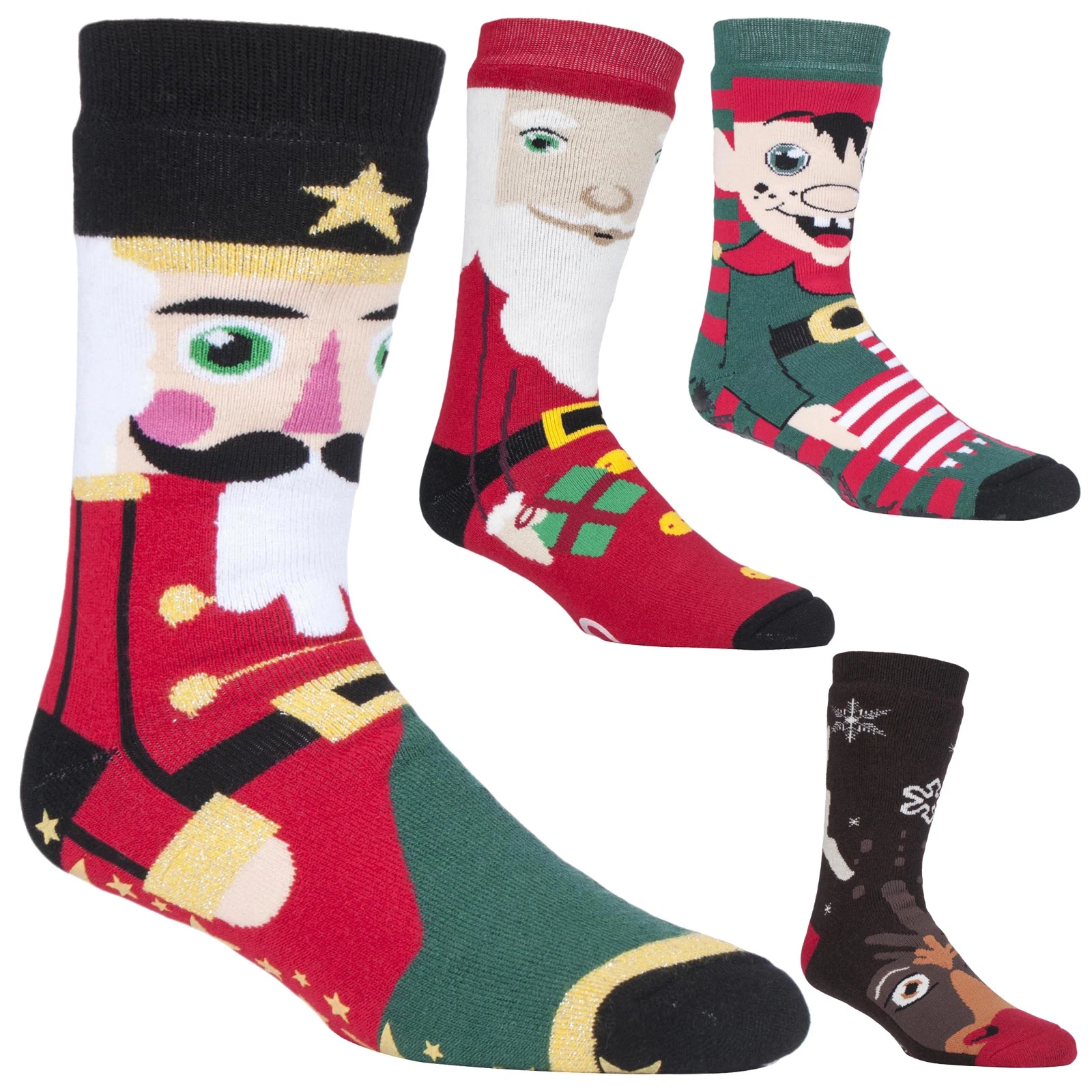 Heat Holders - Mens Thermal Novelty Non Slip Slipper Socks Grippers Xmas Winter