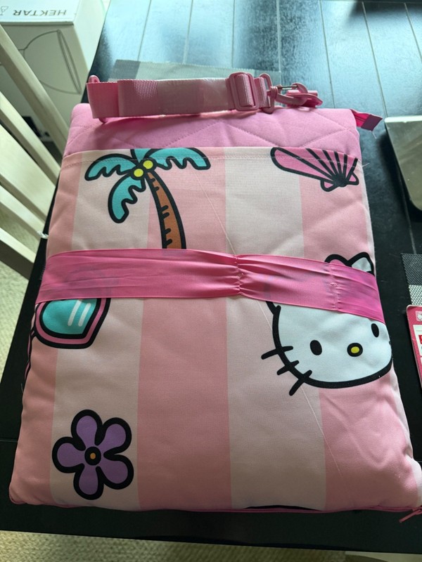 Hello Kitty Picnic Blanket and Towel Set Pink Sanrio Beach Blanket Foldable Case