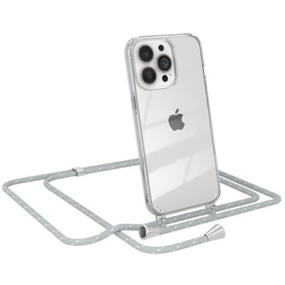 EAZY CASE für Apple iPhone 13 Pro Hülle mit Band Handykette Silikon Cover Grau