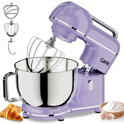 Electric Stand Mixer 7.45QT 10 Speeds Dough Hook Silver Camic 1559 3-IN-1 Whisk