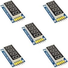 4-Digit 7-Segment Display LED with 74HC595 Driver, 4 Dots | 5-Pack for Arduin...